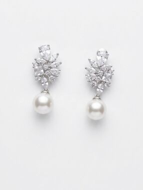 Pearl and Diamond-Cut Dangle Earrings